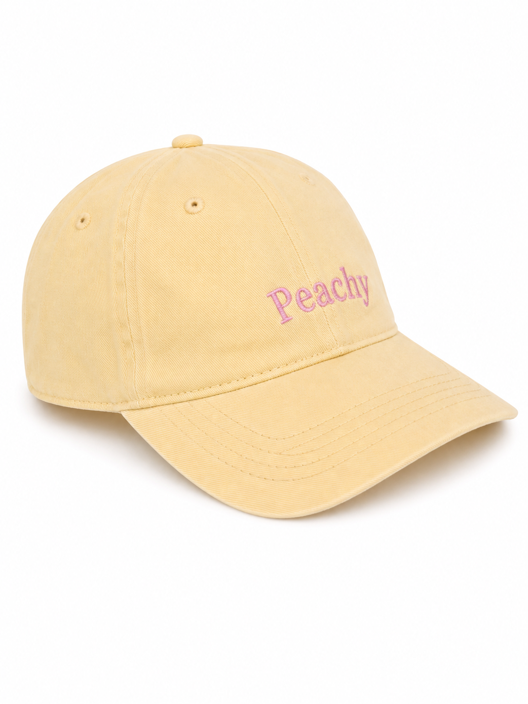 The proud peach silky lined PEACHY cap in sunshine yellow