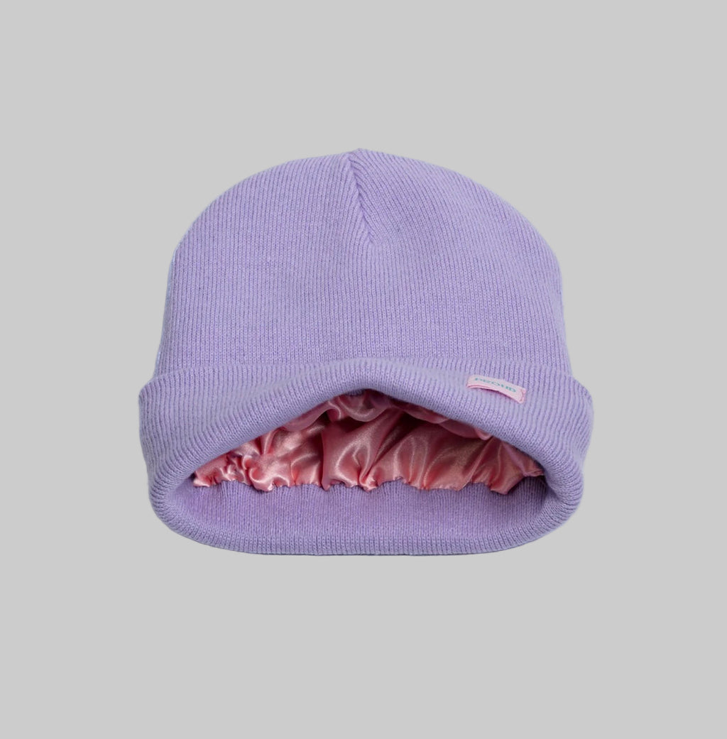 Proud silky lined beanie end of line clearance in lilac