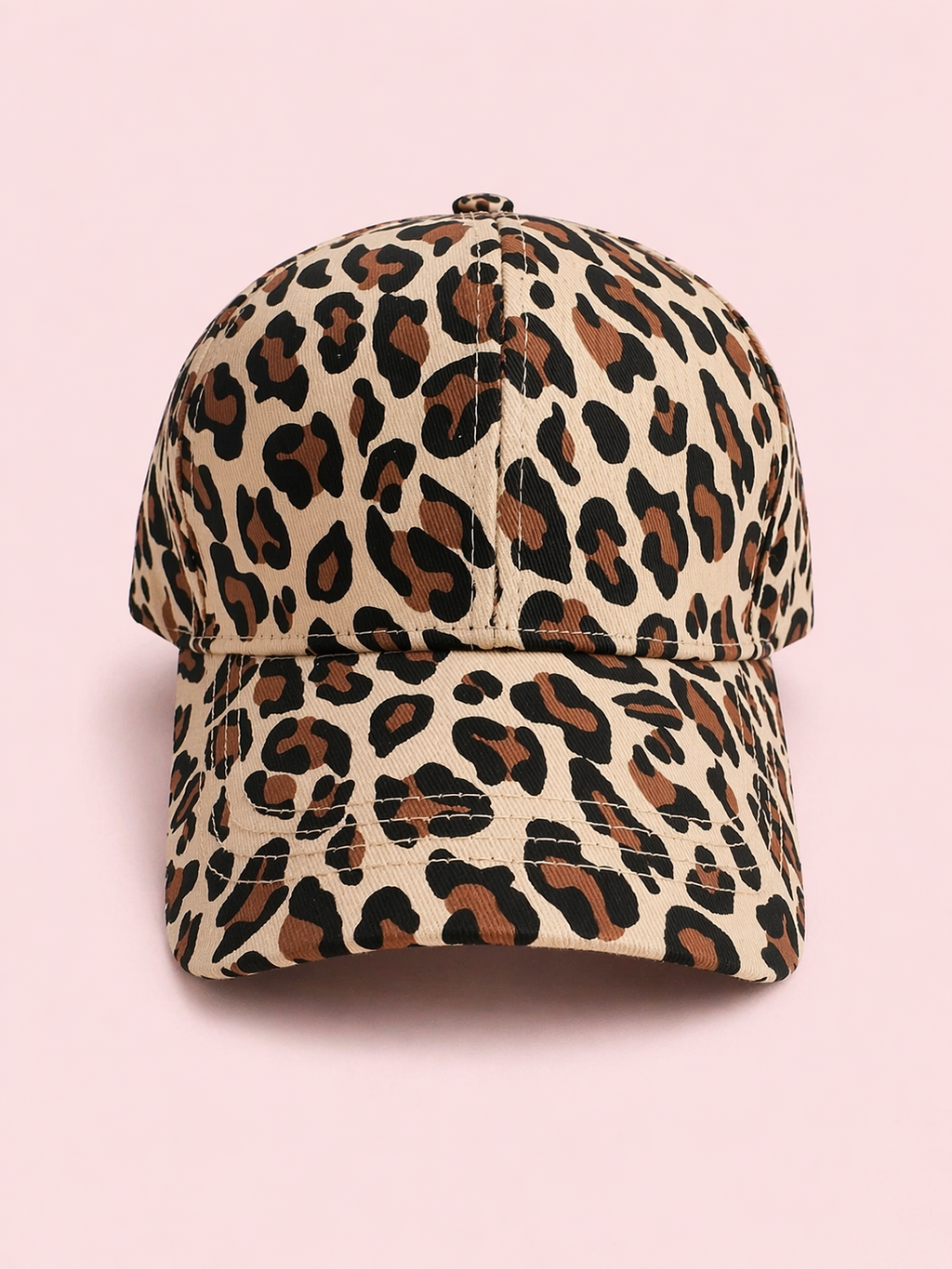 Proud peach silky lined cap in light leopard print