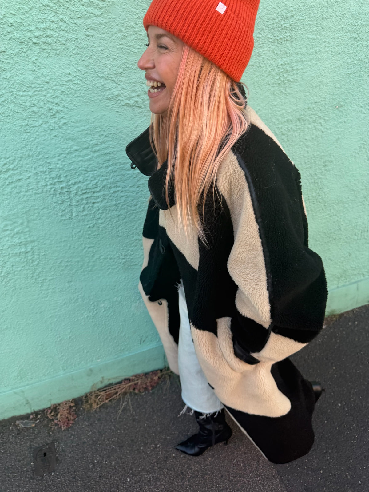 proud peach 100% merino wool beanie in burnt orange