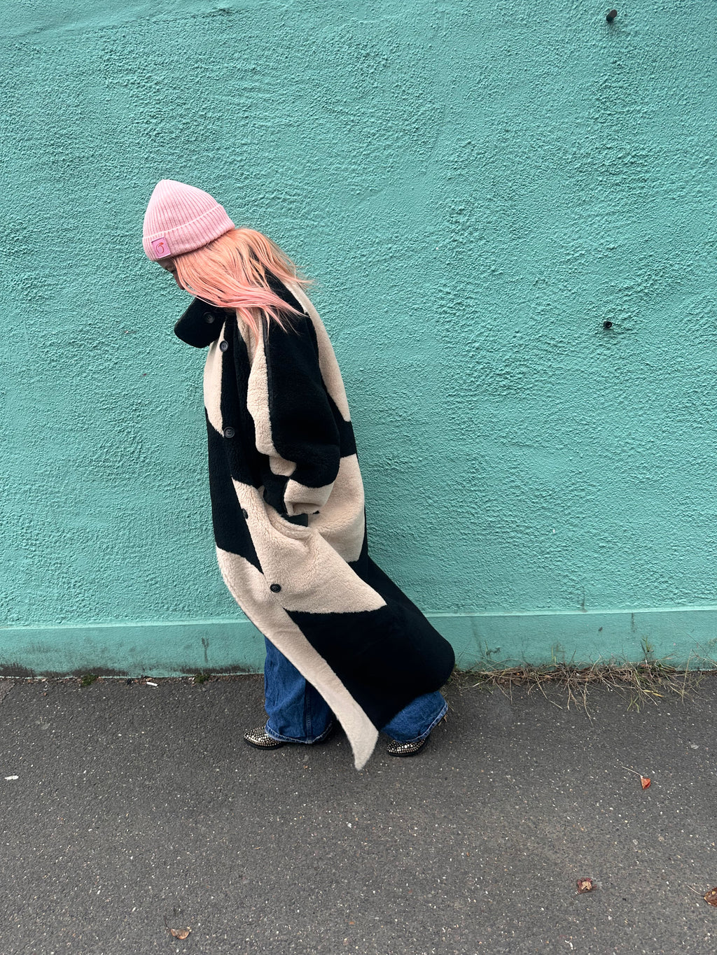 Silky lined beanie in baby pink