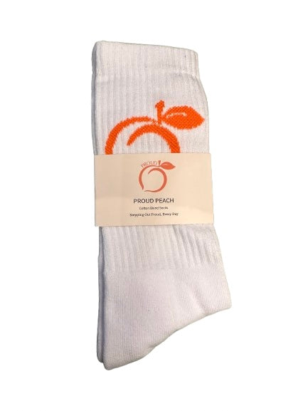 Proud Peach cotton blend socks in White