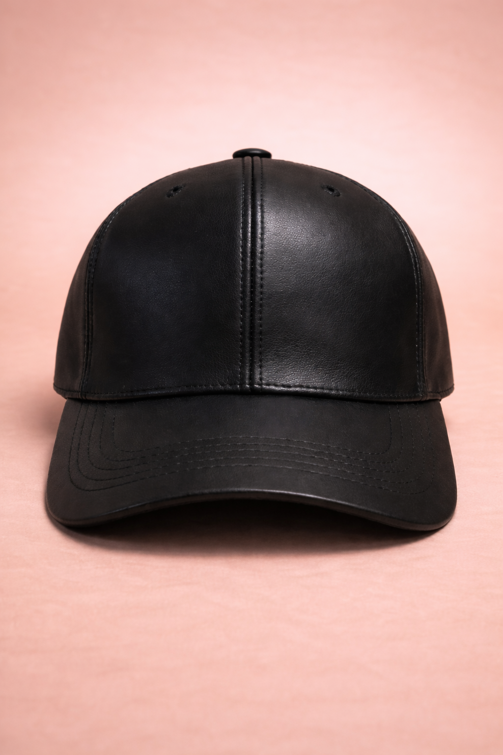 Peachy Silky-Lined Vegan Leather Cap