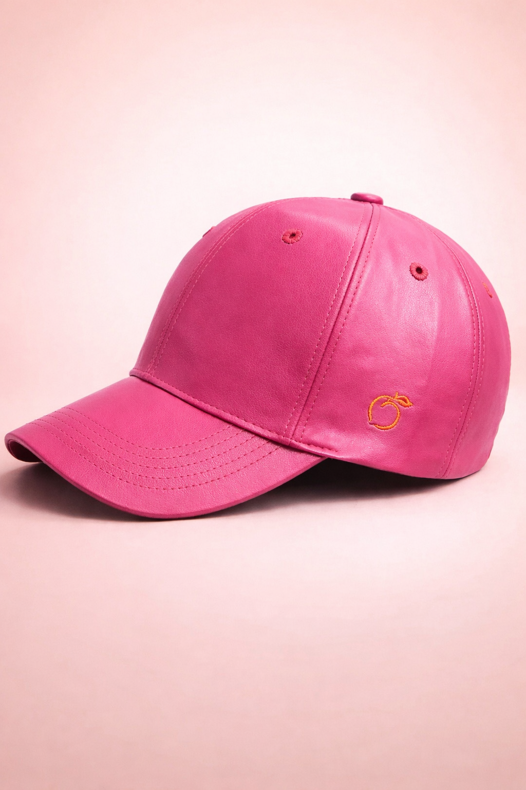 Peachy Silky-Lined Vegan Leather Cap