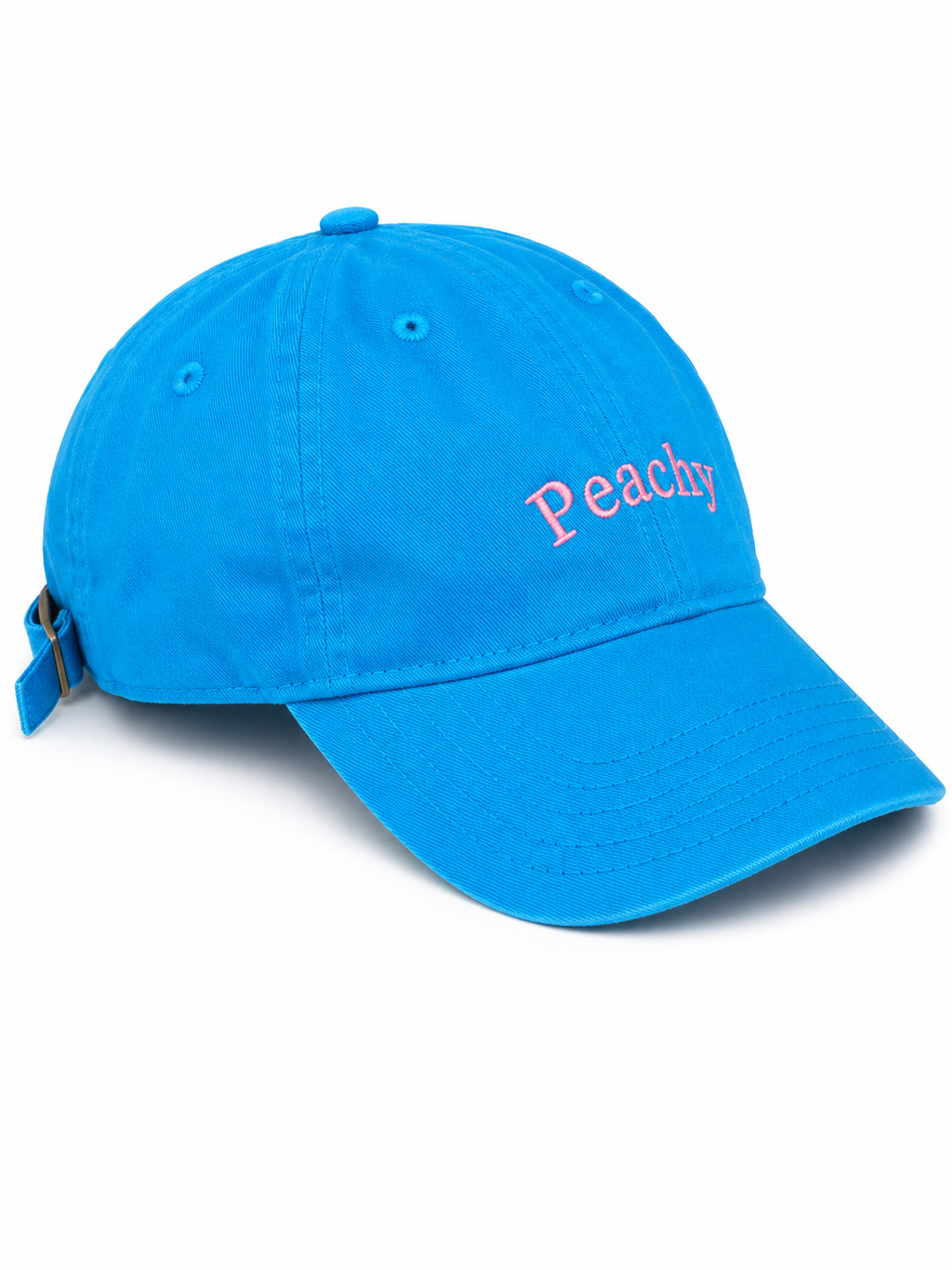 The proud peach silky lined PEACHY cap in electric blue