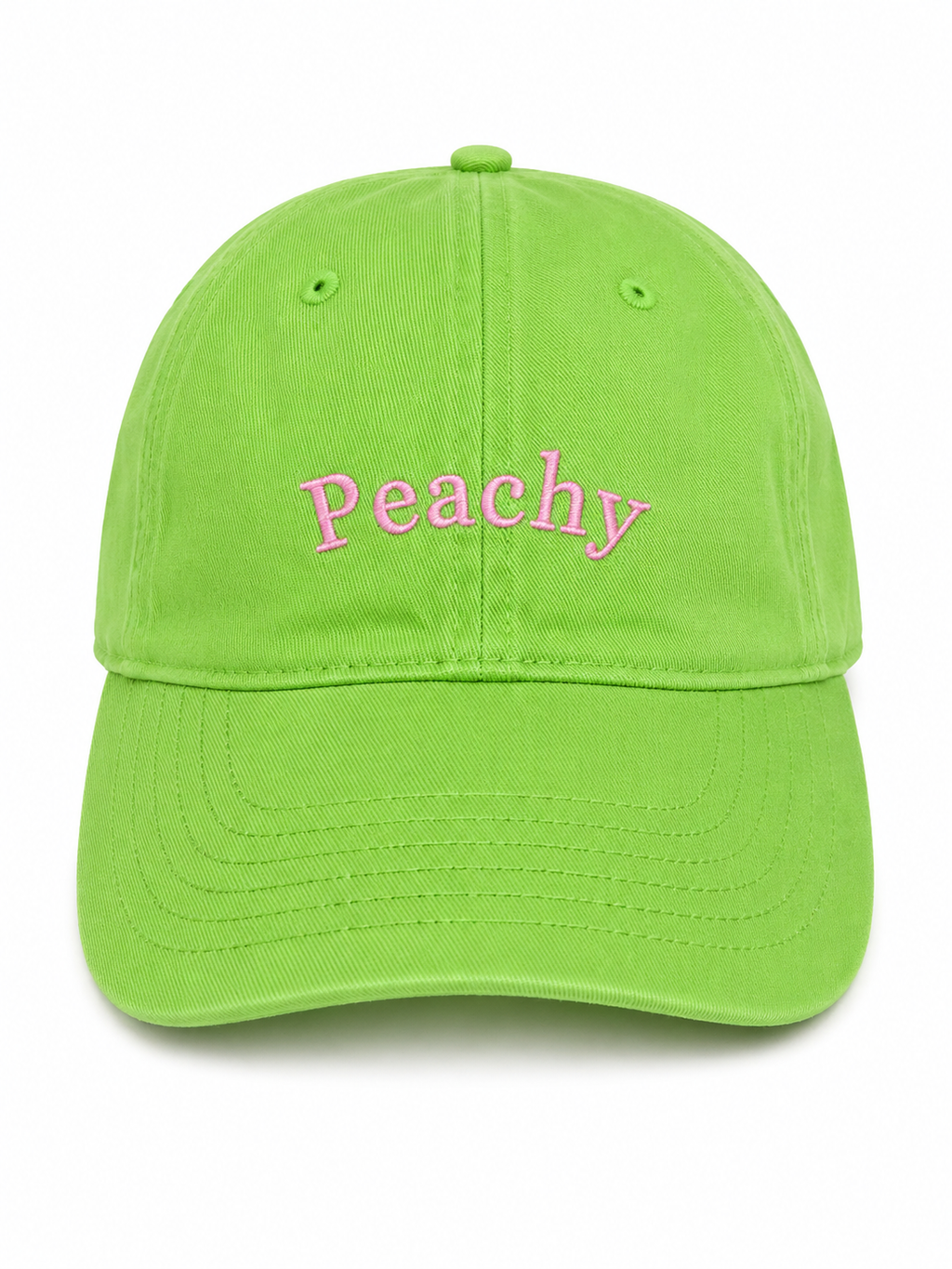The proud peach silky lined PEACHY cap in acid green