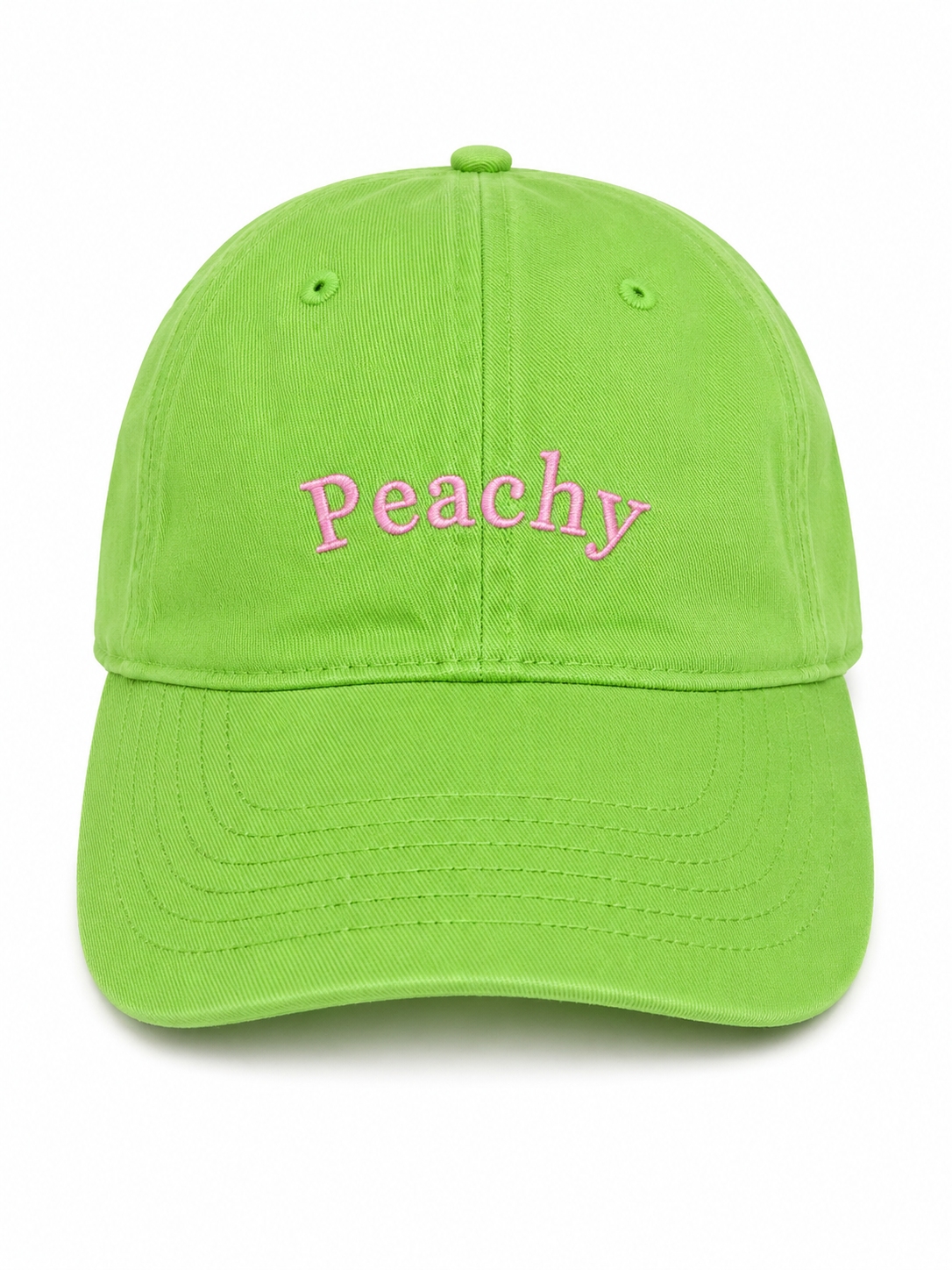 The proud peach silky lined PEACHY cap in acid green