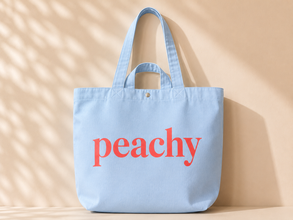 The peachy tote bag in blue