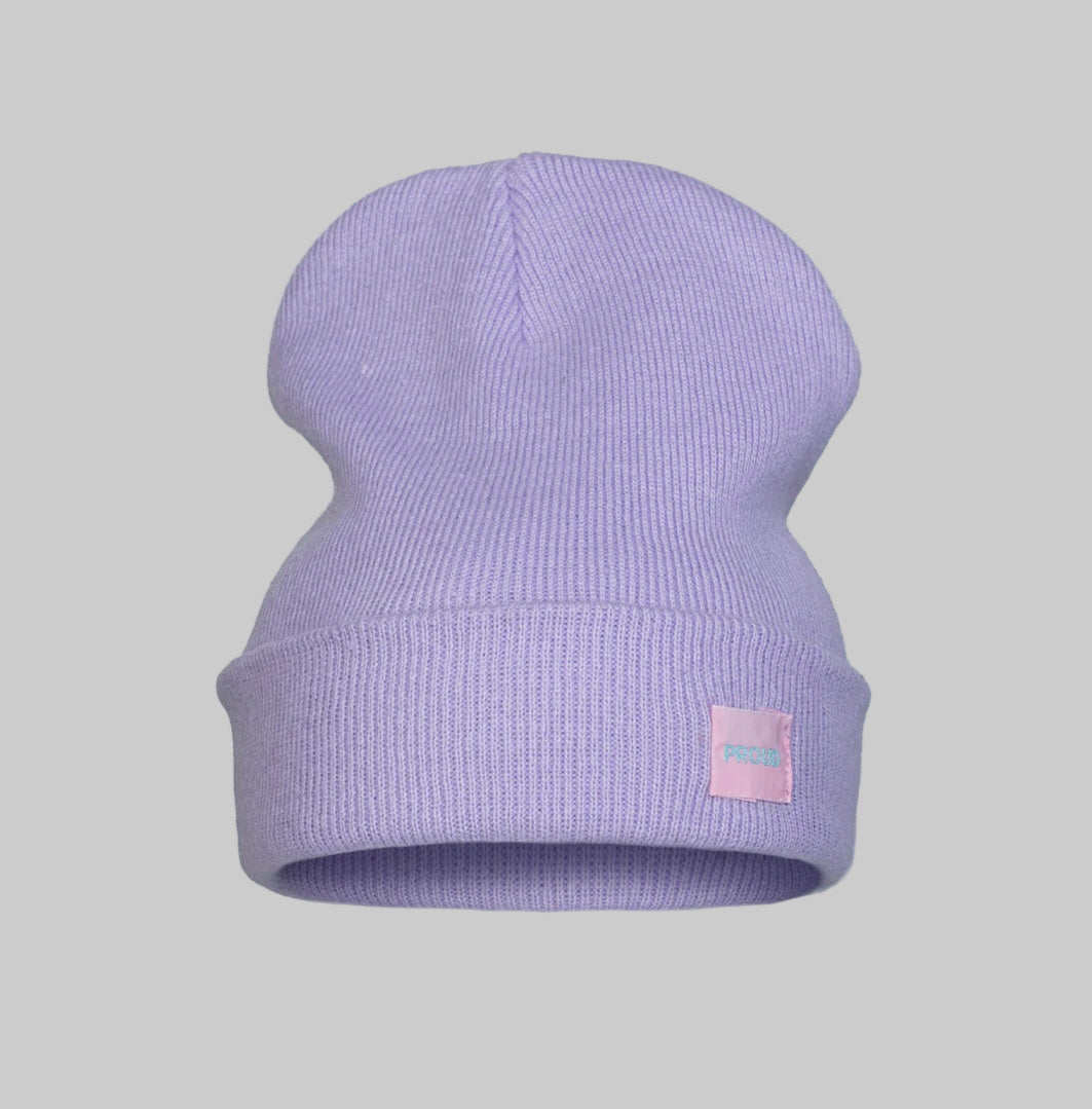 Proud silky lined beanie end of line clearance in lilac