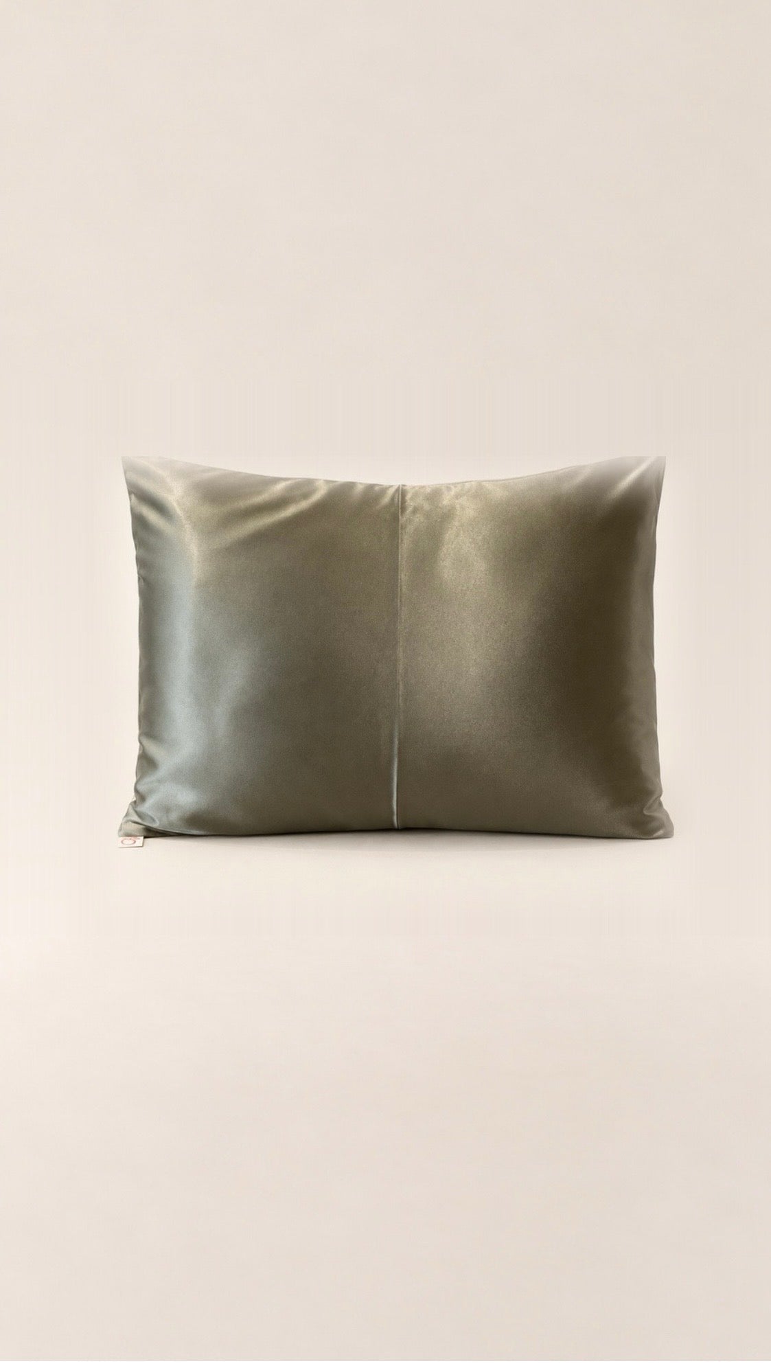 proud peach silky pillowcase in sage olive