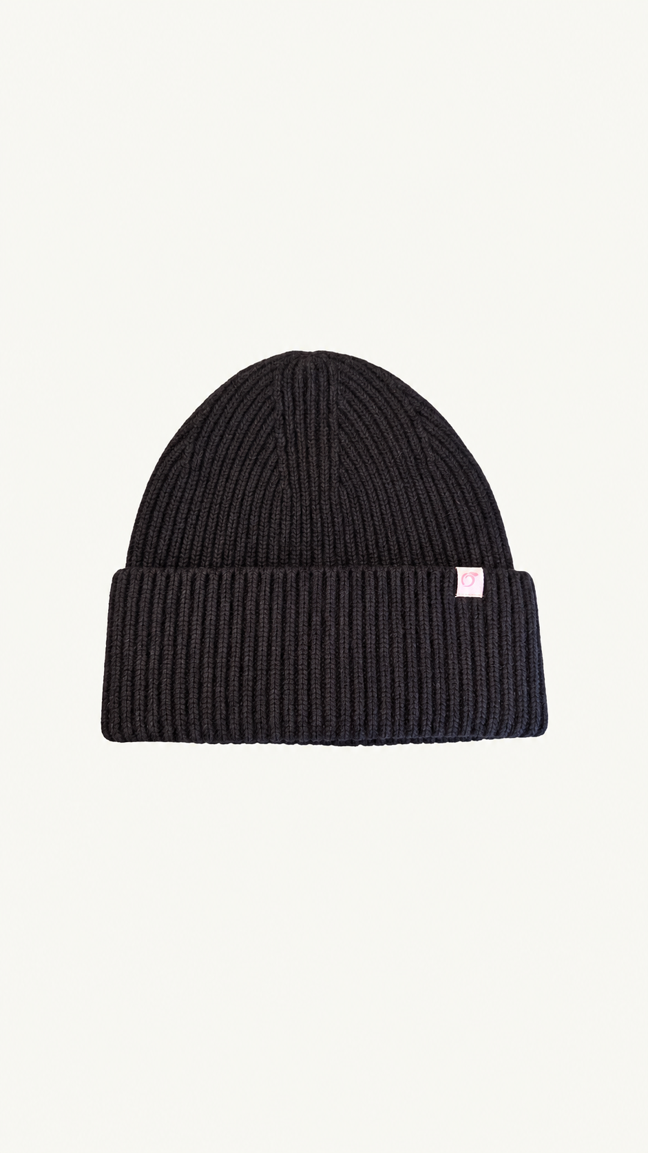 Proud peach 100% merino wool beanie in black
