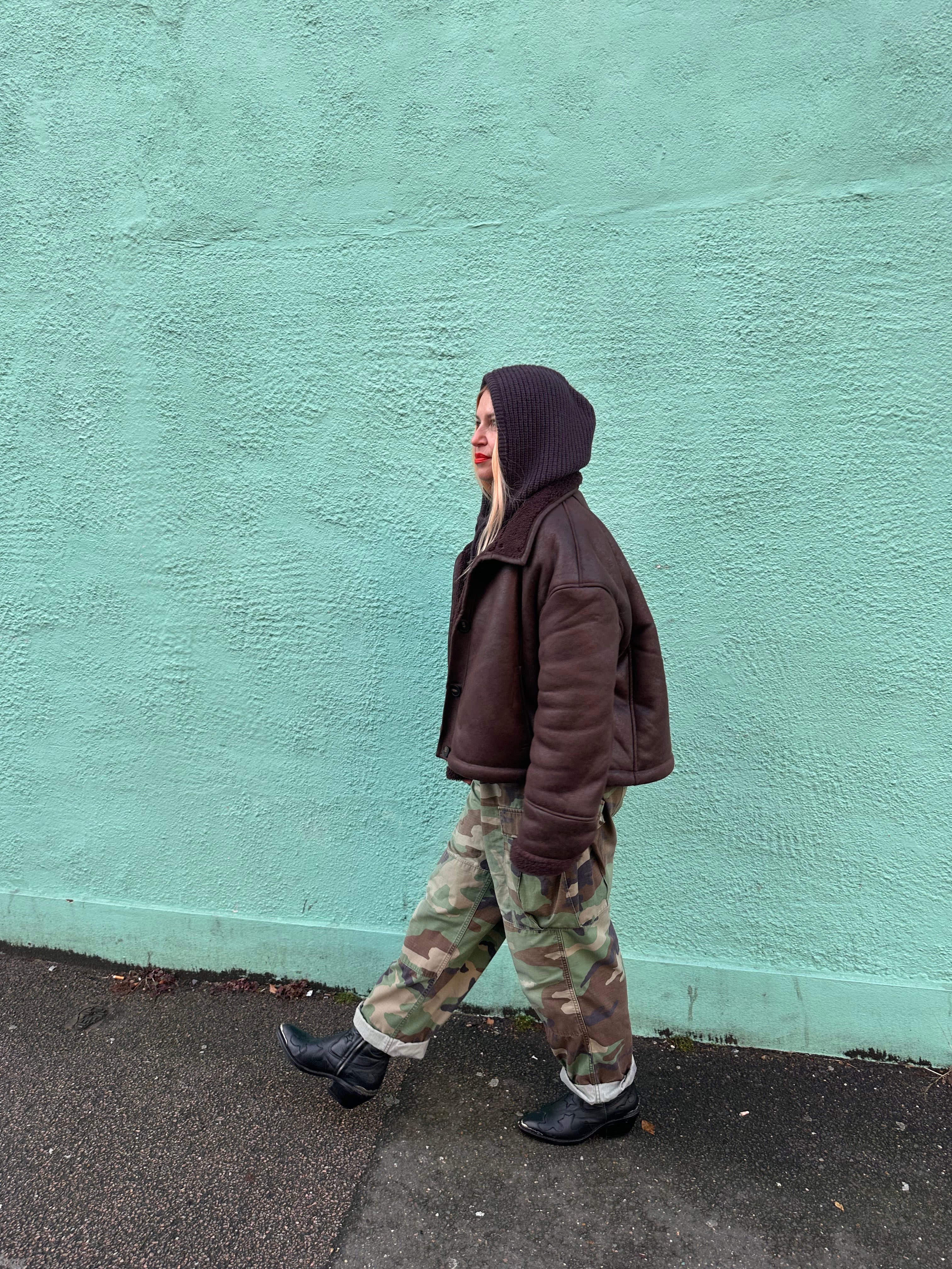 The its proud peach silky lined snood in brown