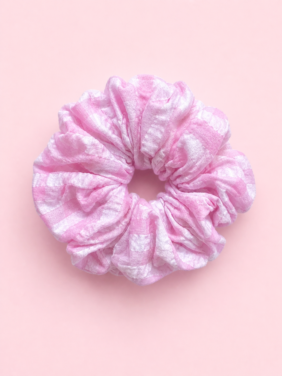 The gingham proud peach large scrunchie