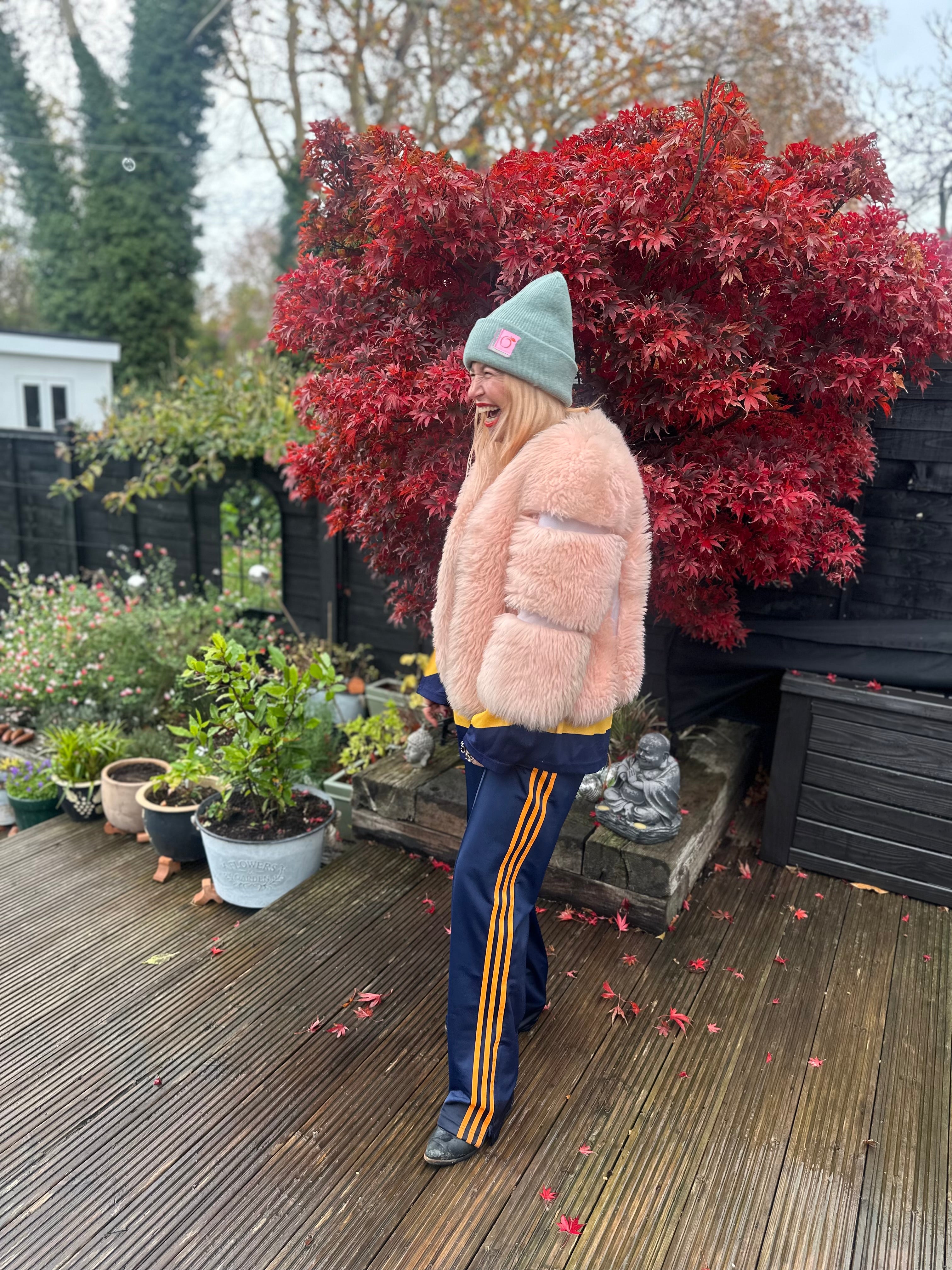 The peachy plush silky lined beanie in sage