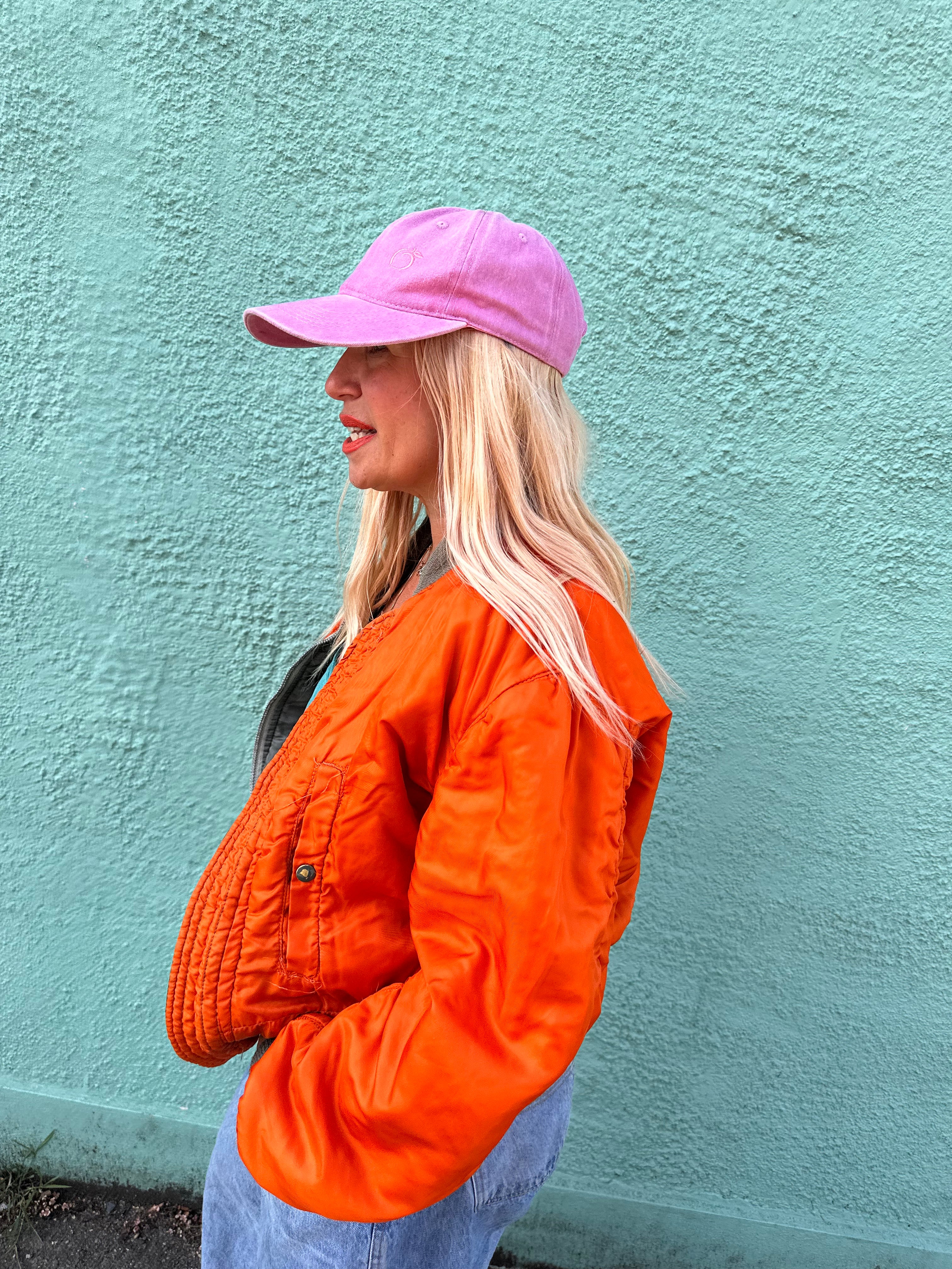 The proud peach relaxed fit effortlessly cool cap in baby pink SILKY LINED