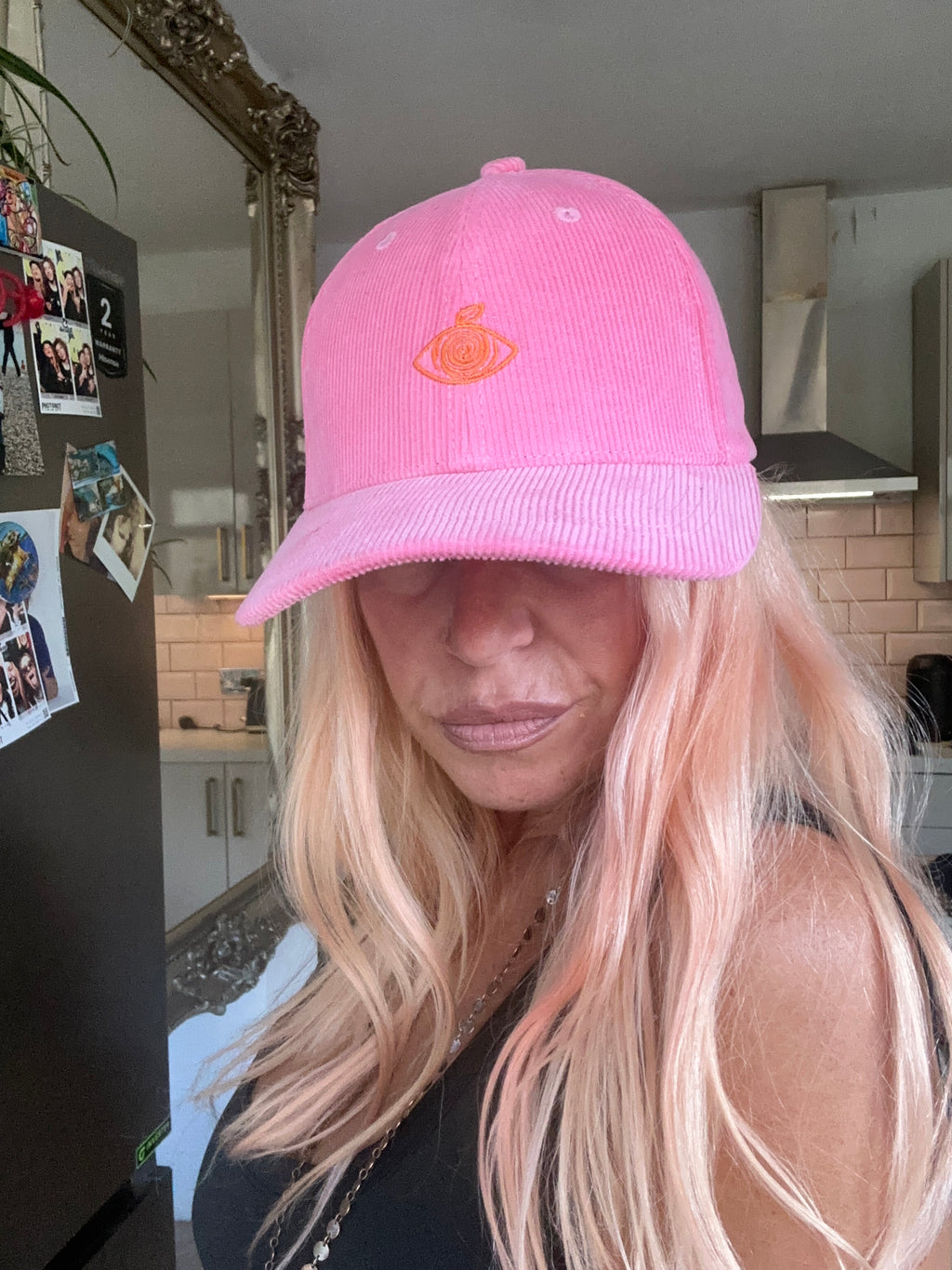 Proud Peach Silky Lined Corduroy Cap in Pink
