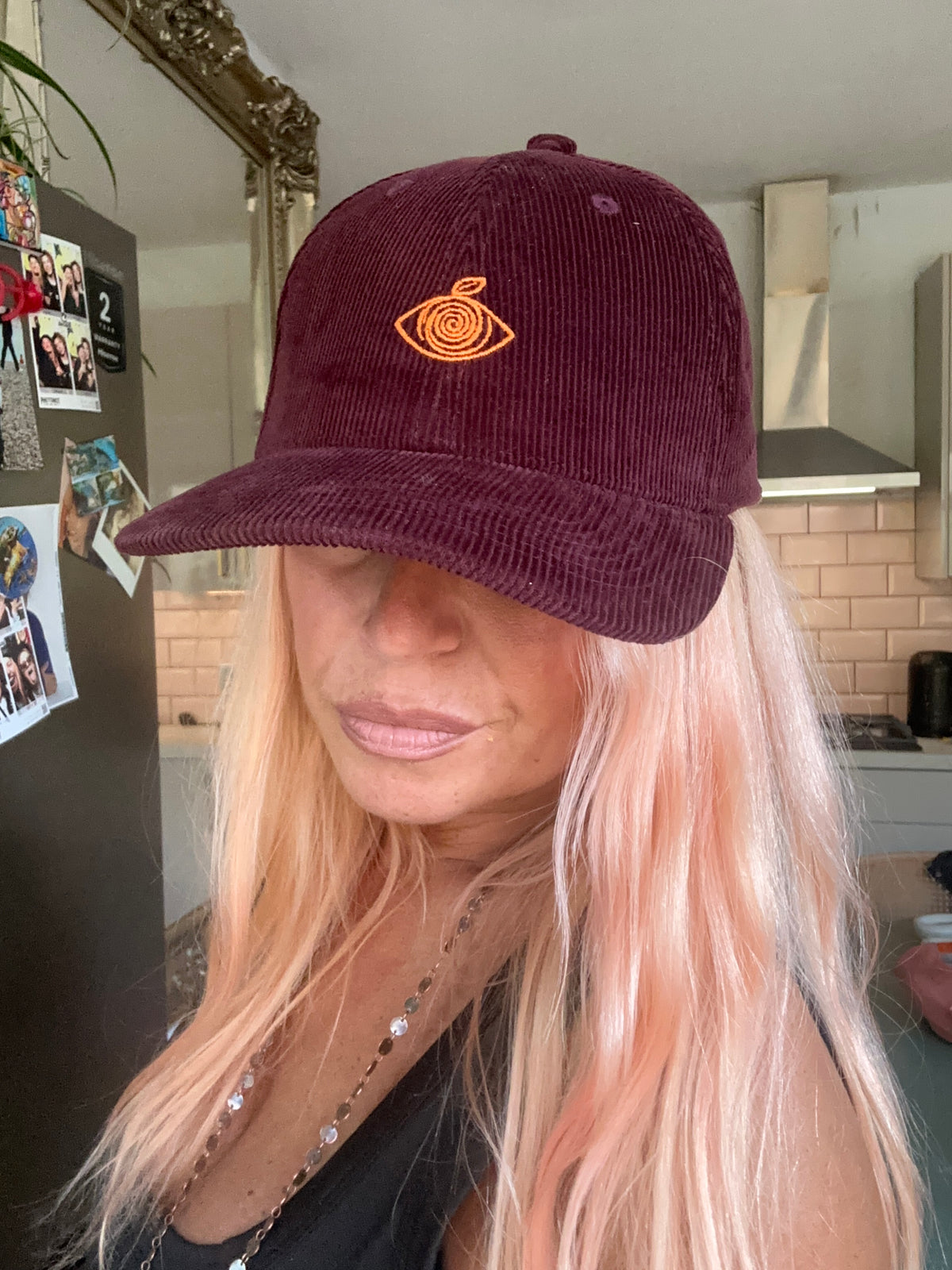 Proud Peach SilkyLined Corduroy Cap in Burgundy