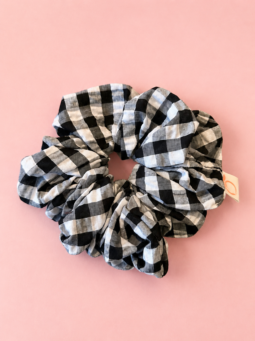 Extra Large Gingham Cotton Scrunchie in black white check