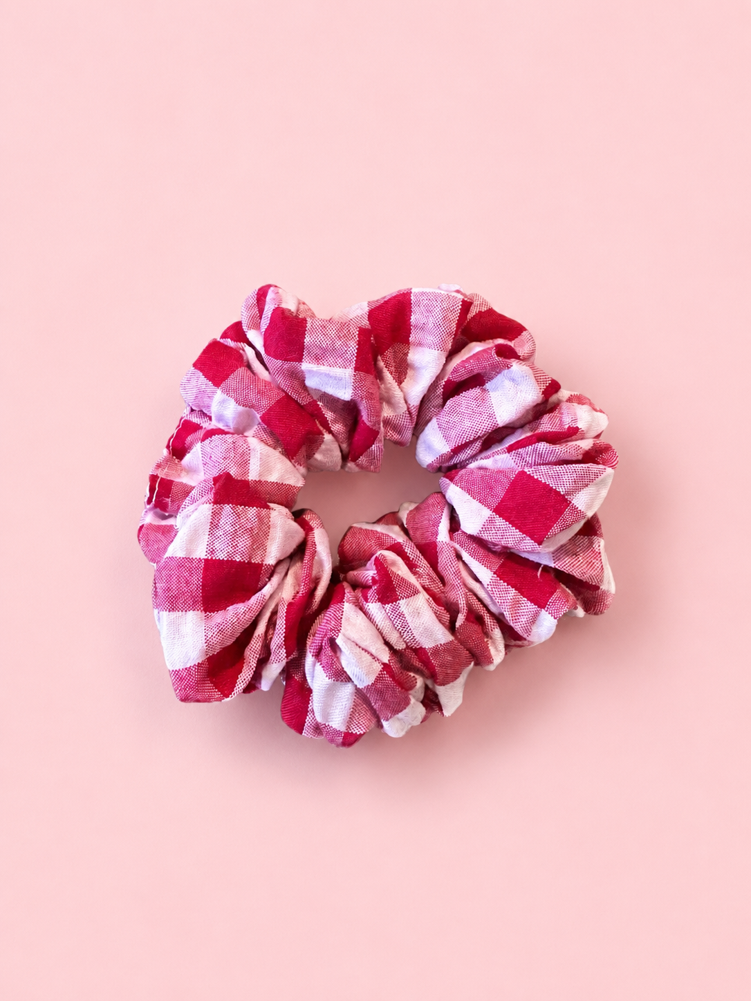 Small red gingham scrunchie