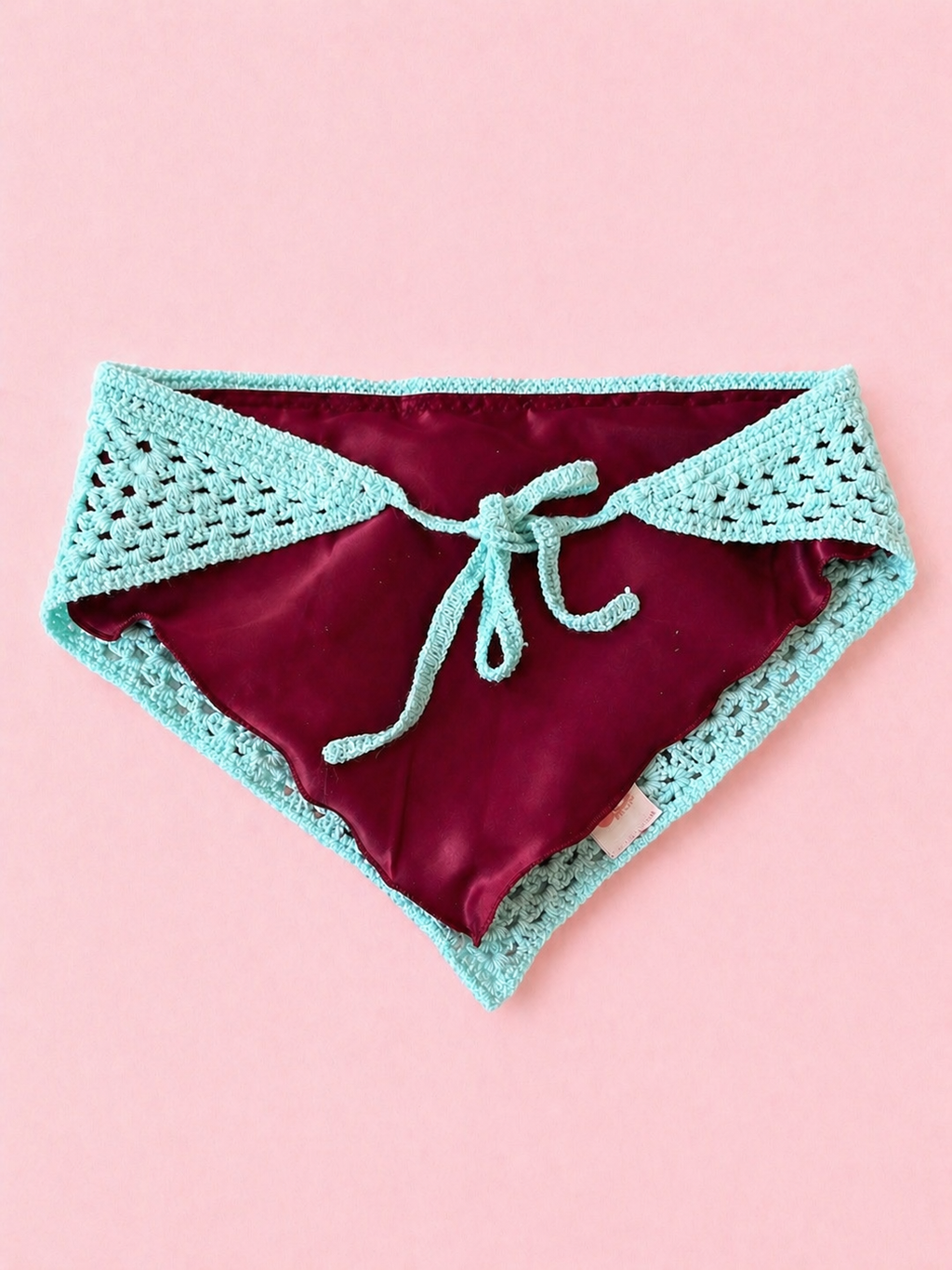 Proud peach hair bandana silky lined in mint