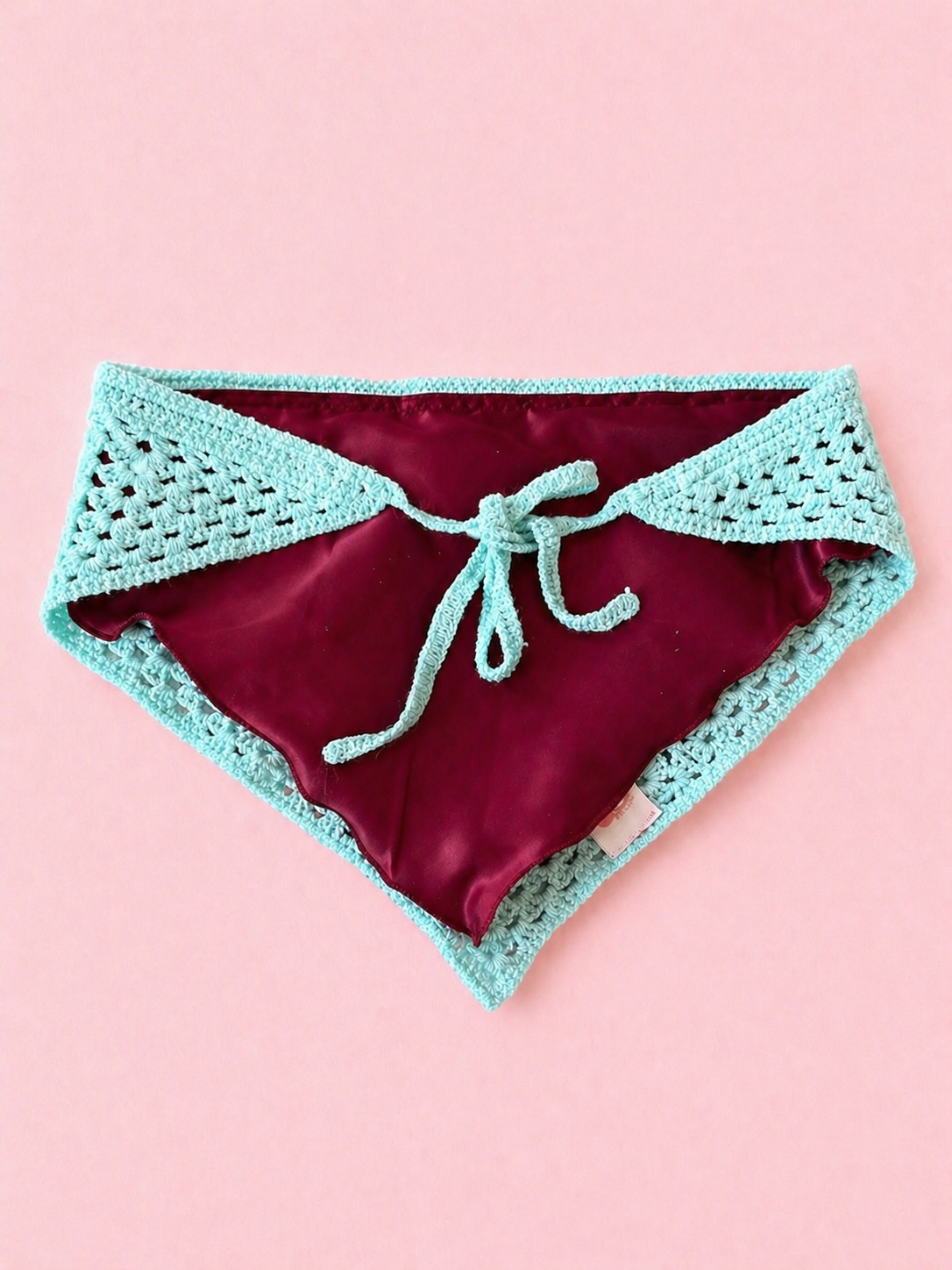 Proud peach hair bandana silky lined in mint