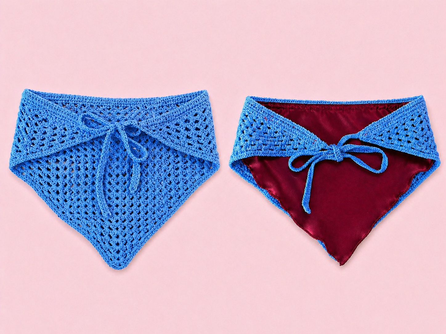 Proud peach hair bandana silky lined in royal blue