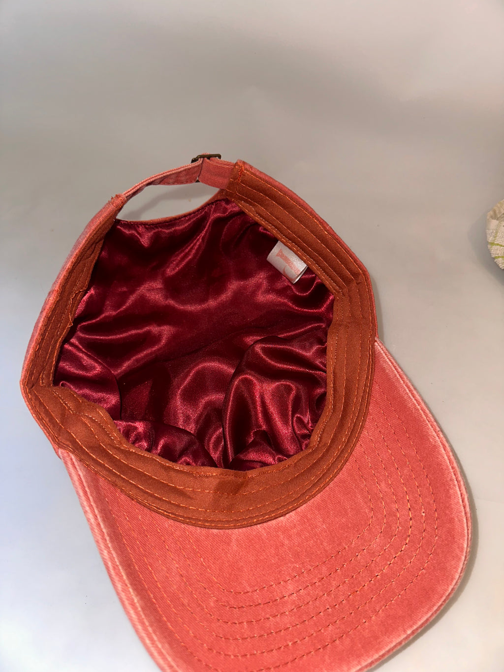 Silky Lined Baseball Cap in peach