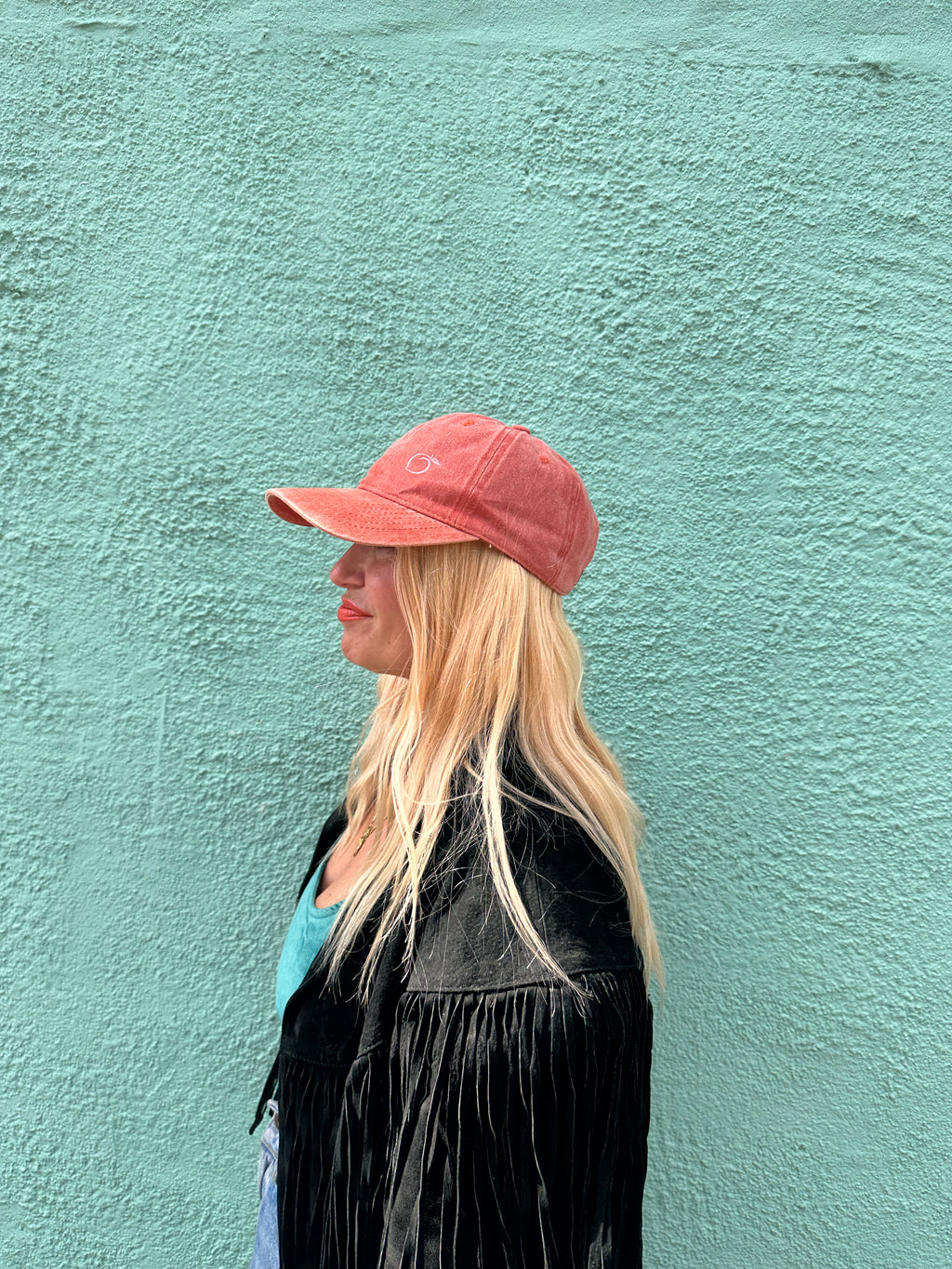 Silky Lined Baseball Cap in peach