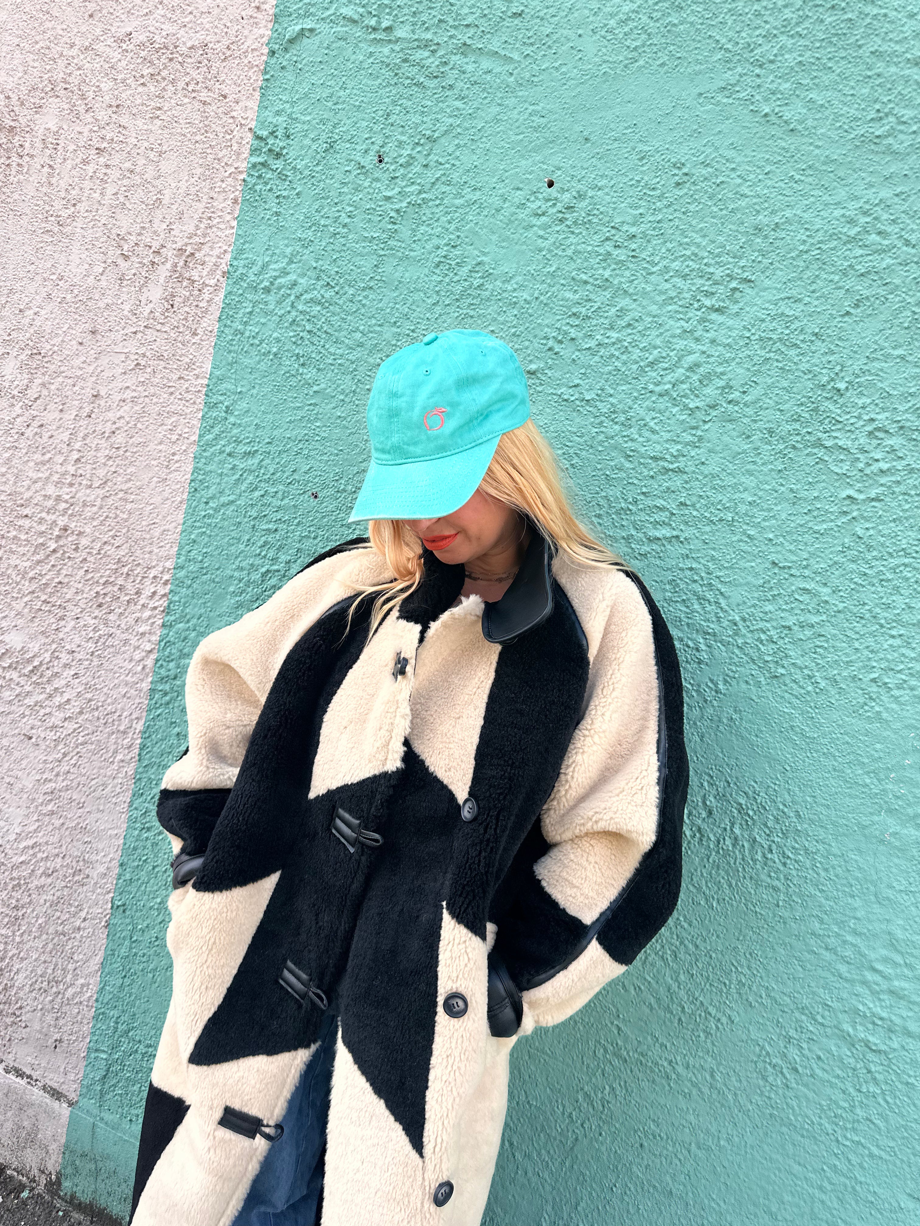 silky lined baseball cap in turquoise