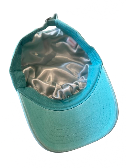 silky lined baseball cap in turquoise